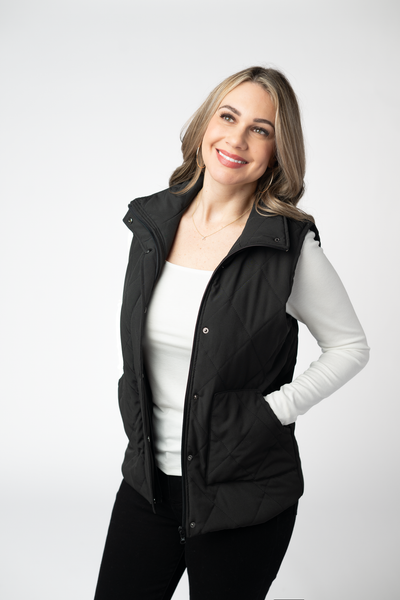 IN STOCK Remy Zip Up Vest - Black - Pumpkin Patch Co