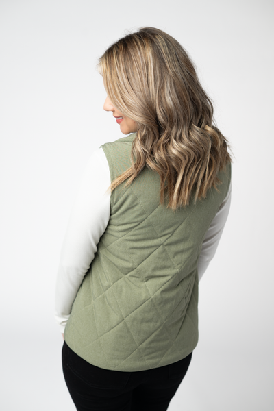 IN STOCK Remy Zip Up Vest - Dark Sage