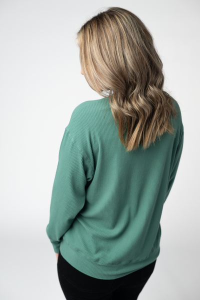 IN STOCK Corrine Ribbed Pullover Top - Fern