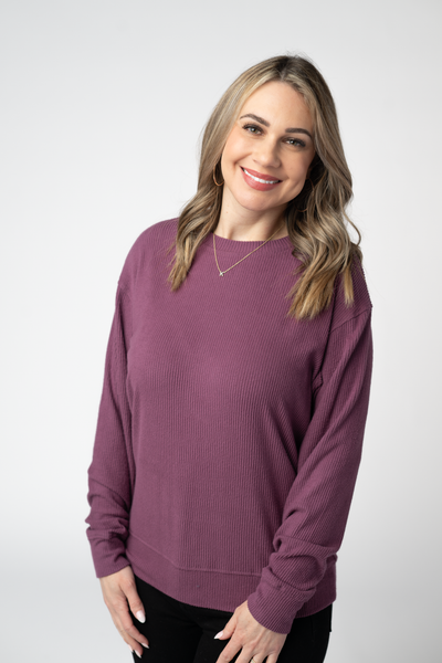 IN STOCK Corrine Ribbed Pullover Top - Plum - Pumpkin Patch Co