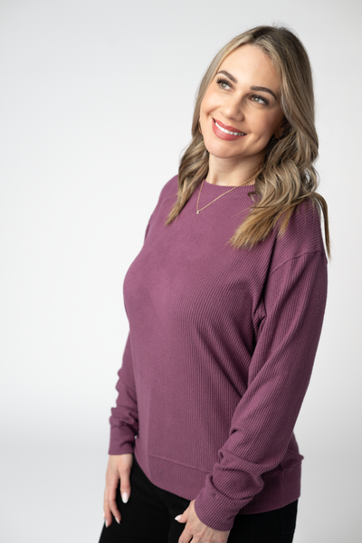 IN STOCK Corrine Ribbed Pullover Top - Plum - Pumpkin Patch Co