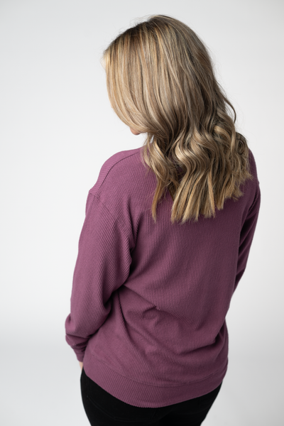 IN STOCK Corrine Ribbed Pullover Top - Plum - Pumpkin Patch Co