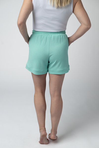 IN STOCK Weslie Waffle Shorts - Turquoise - Pumpkin Patch Co