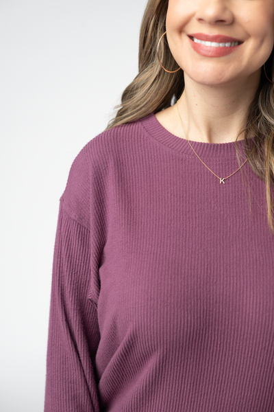IN STOCK Corrine Ribbed Pullover Top - Plum - Pumpkin Patch Co