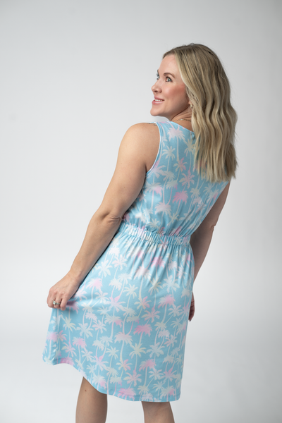 IN STOCK Beverly Button Dress - Aqua Palm