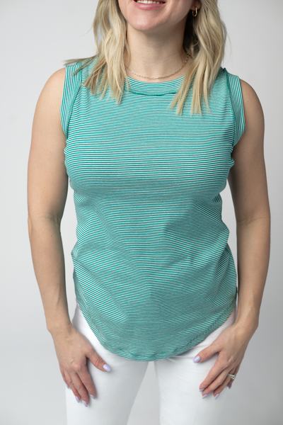 IN STOCK Morgan Micro Striped Tank - Jade