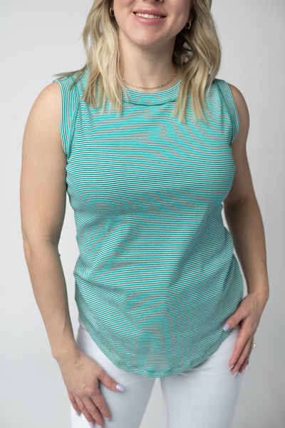 IN STOCK Morgan Micro Striped Tank - Jade