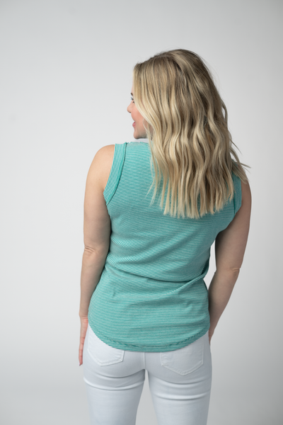 IN STOCK Morgan Micro Striped Tank - Jade