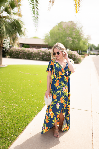 IN STOCK Harley High-Low Dress - Navy Citrus - Pumpkin Patch Co