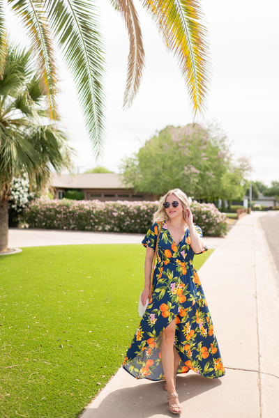 IN STOCK Harley High-Low Dress - Navy Citrus - Pumpkin Patch Co