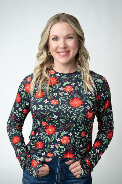 IN STOCK Blair Long Sleeve Top - Poinsettia Nights