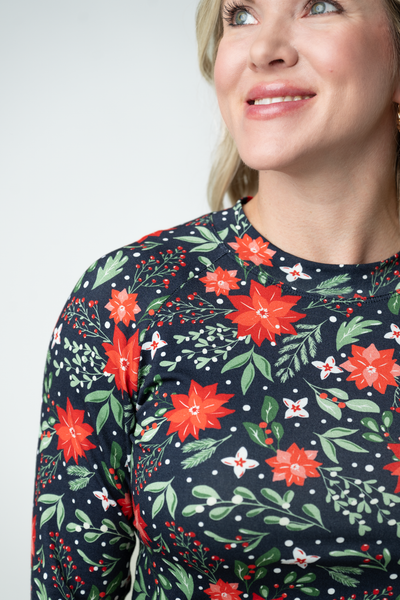 IN STOCK Blair Long Sleeve Top - Poinsettia Nights