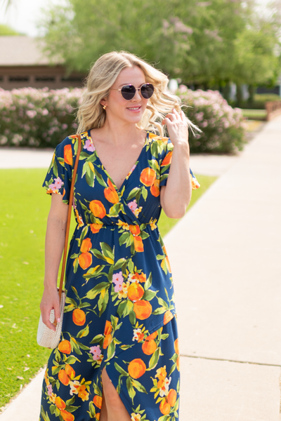 IN STOCK Harley High-Low Dress - Navy Citrus - Pumpkin Patch Co