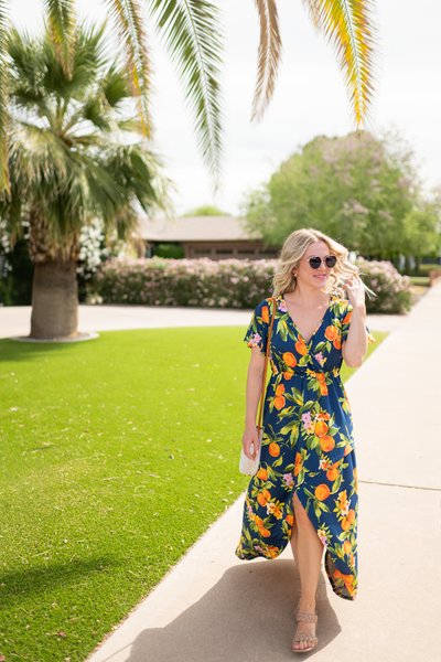 IN STOCK Harley High-Low Dress - Navy Citrus - Pumpkin Patch Co