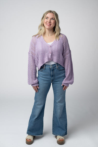 IN STOCK Callie Cropped Cardigan - Lavender - Pumpkin Patch Co