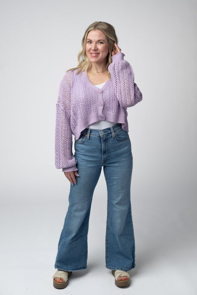 IN STOCK Callie Cropped Cardigan - Lavender - Pumpkin Patch Co