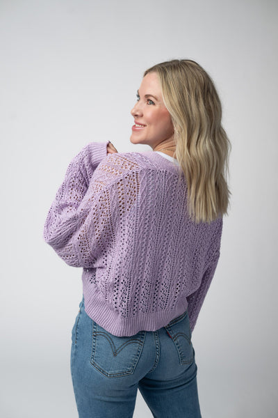 IN STOCK Callie Cropped Cardigan - Lavender - Pumpkin Patch Co