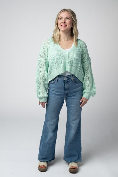 IN STOCK Callie Cropped Cardigan - Mint - Pumpkin Patch Co