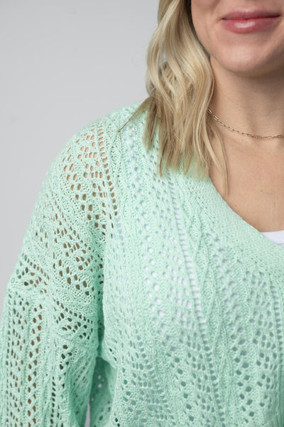 IN STOCK Callie Cropped Cardigan - Mint - Pumpkin Patch Co