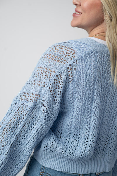 IN STOCK Callie Cropped Cardigan - Sky Blue - Pumpkin Patch Co