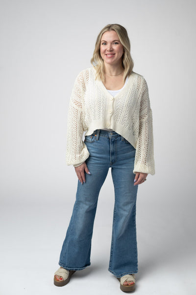 IN STOCK Callie Cropped Cardigan - Ivory - Pumpkin Patch Co