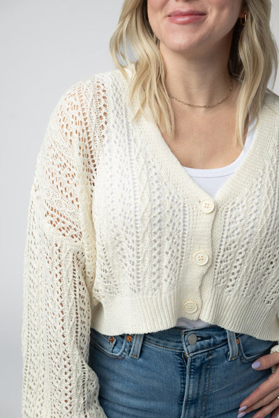 IN STOCK Callie Cropped Cardigan - Ivory - Pumpkin Patch Co