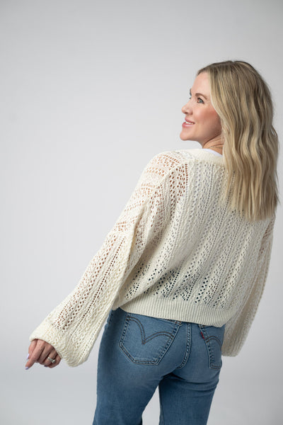 IN STOCK Callie Cropped Cardigan - Ivory - Pumpkin Patch Co