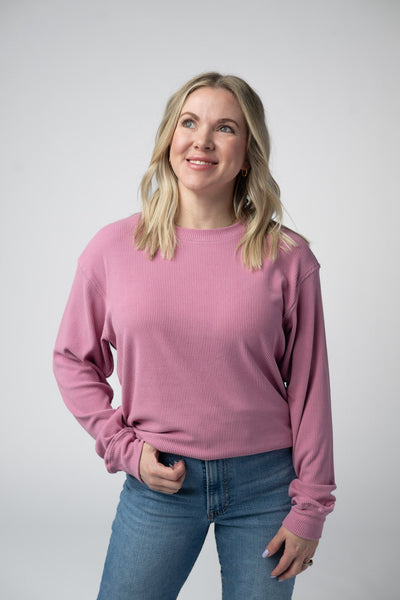 IN STOCK Corrine Ribbed Pullover Top - Rose - Pumpkin Patch Co