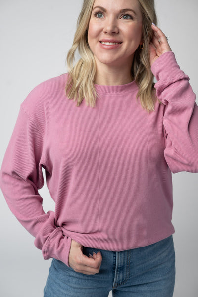 IN STOCK Corrine Ribbed Pullover Top - Rose - Pumpkin Patch Co
