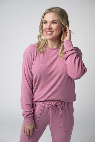 IN STOCK Corrine Ribbed Pullover Top - Rose - Pumpkin Patch Co