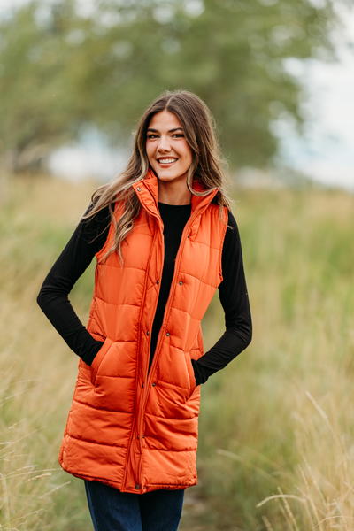 IN STOCK Harlow Long Vest - Pumpkin