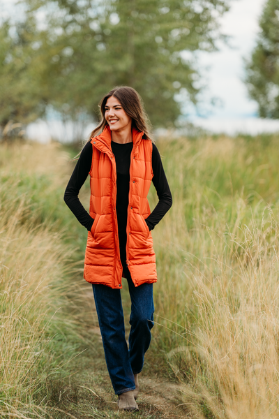 IN STOCK Harlow Long Vest - Pumpkin