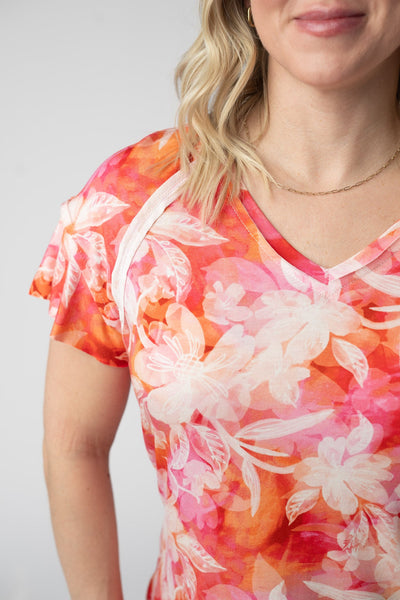 IN STOCK Raelynn V-Neck Top - Sunset Tropical Floral