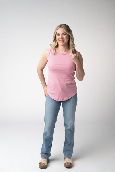 IN STOCK Morgan Micro Striped Tank - Pink