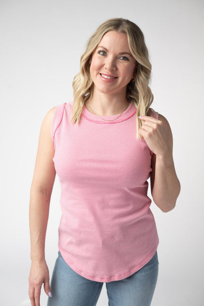 IN STOCK Morgan Micro Striped Tank - Pink