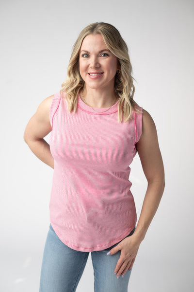 IN STOCK Morgan Micro Striped Tank - Pink
