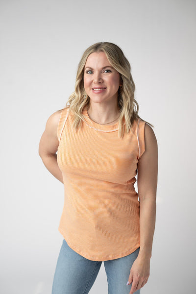 IN STOCK Morgan Micro Striped Tank - Orange