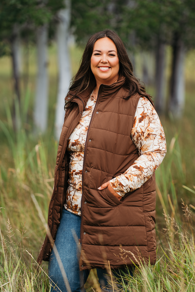 IN STOCK Harlow Long Vest - Brown