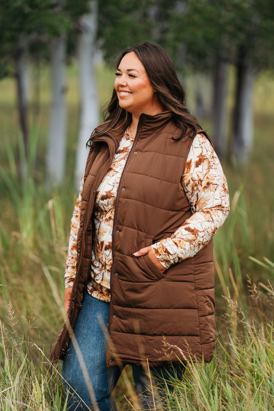 IN STOCK Harlow Long Vest - Brown