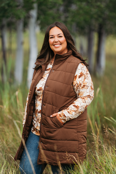 IN STOCK Harlow Long Vest - Brown