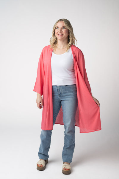 IN STOCK Ellie Cover-Up Kimono - Sunkissed Coral