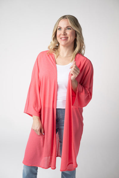 IN STOCK Ellie Cover-Up Kimono - Sunkissed Coral