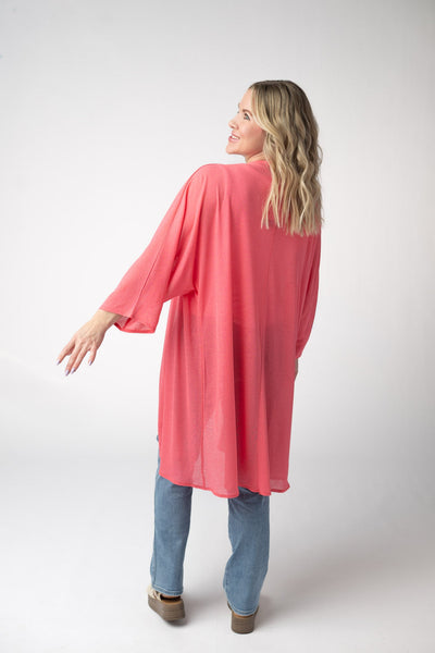 IN STOCK Ellie Cover-Up Kimono - Sunkissed Coral