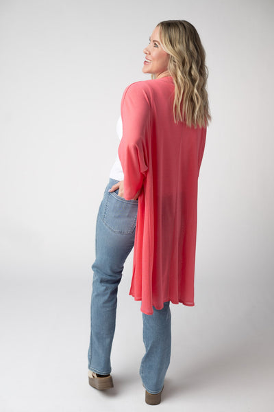 IN STOCK Ellie Cover-Up Kimono - Sunkissed Coral