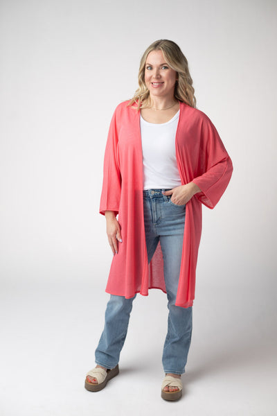 IN STOCK Ellie Cover-Up Kimono - Sunkissed Coral