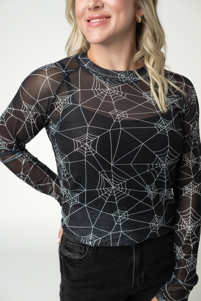 IN STOCK Blair Mesh Long Sleeve Top - Webs - Pumpkin Patch Co
