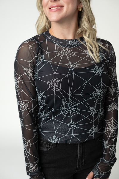 IN STOCK Blair Mesh Long Sleeve Top - Webs - Pumpkin Patch Co