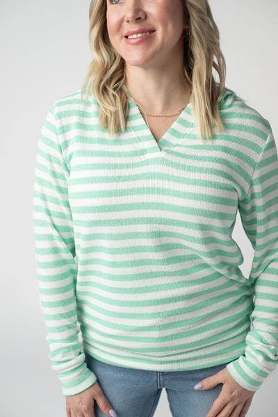 IN STOCK Amelia Striped Hoodie - Green