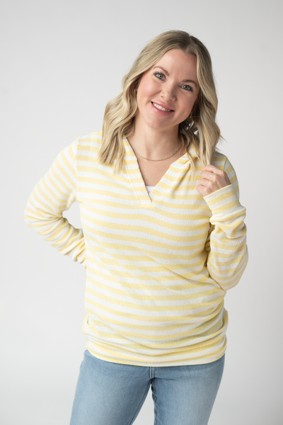 IN STOCK Amelia Striped Hoodie - Lemon