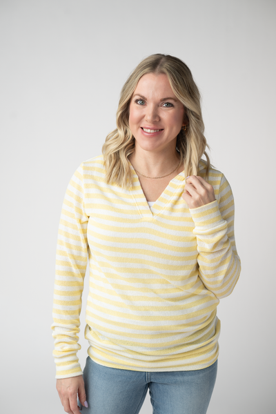 IN STOCK Amelia Striped Hoodie - Lemon